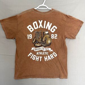 Vintage 1982 Boxing T-Shirt Brown First Hard Graphic Tee Retro Sports Size